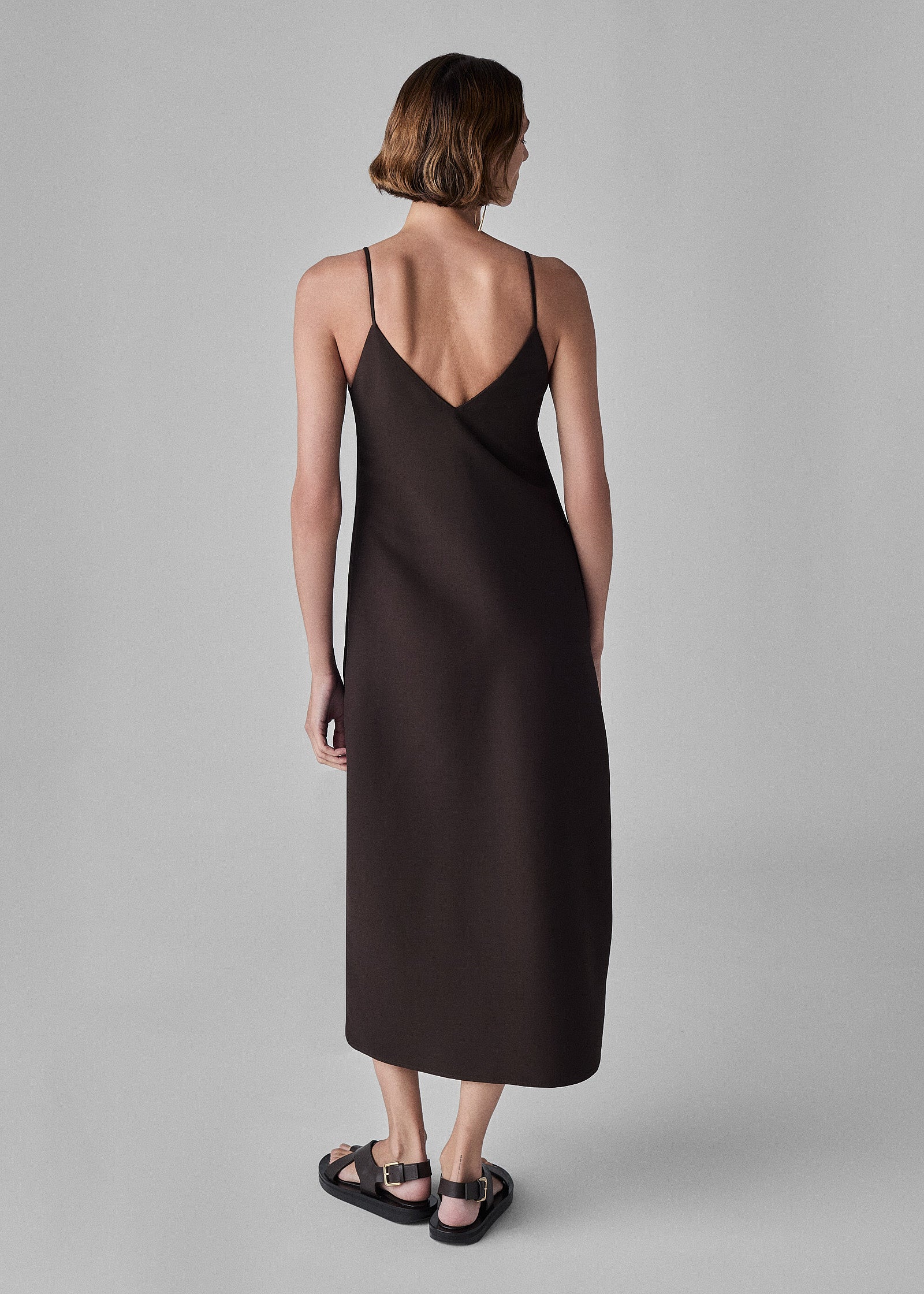Elegant Evening Slip Dress in Luxurious Faille Fabric - Chocolate Brown | Perfect for Cocktail Parties, Date Nights & Formal Events