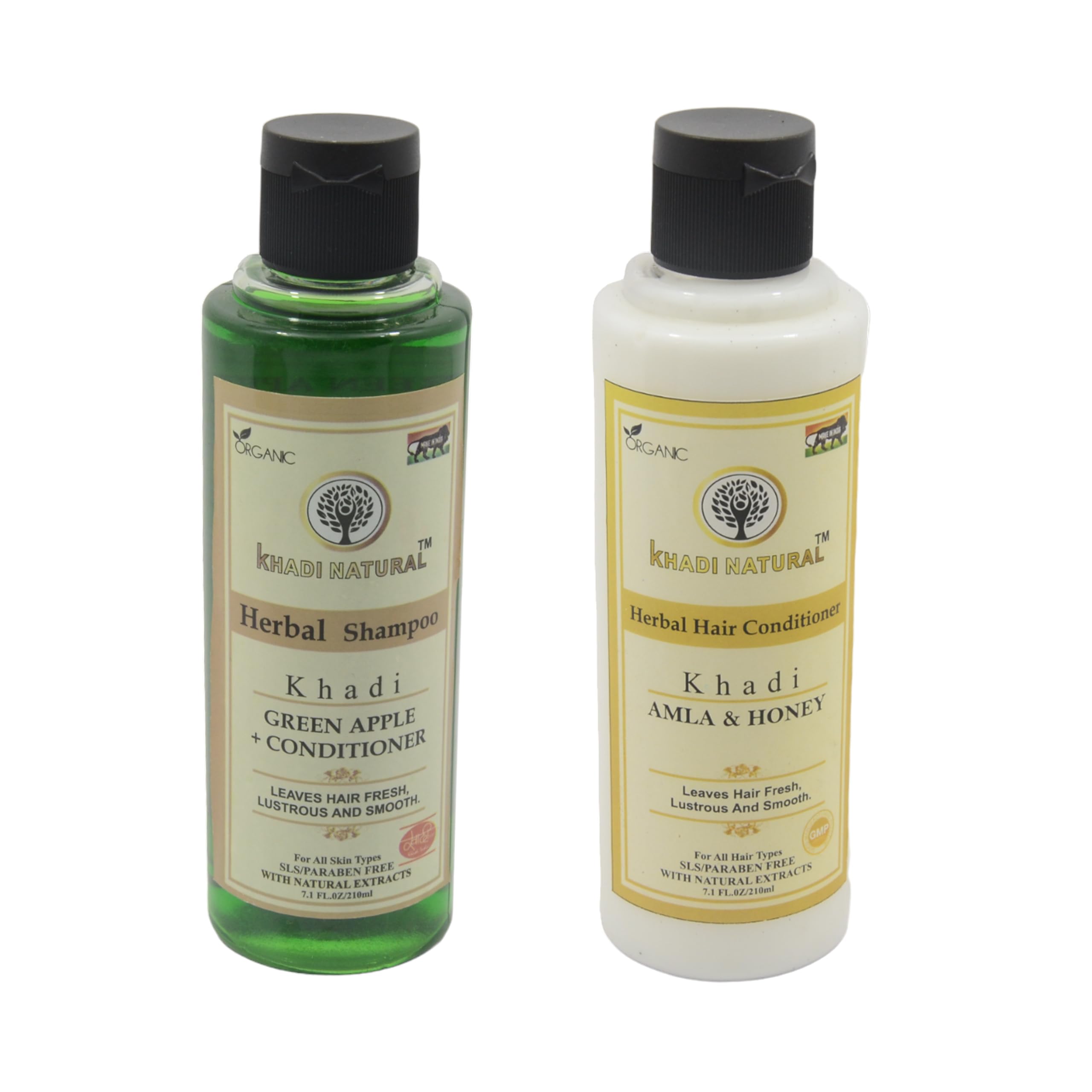 Khadi Natural Green Apple Shampoo & Amla Honey Conditioner Set - 420ml Each | Sulfate-Free Hair Care for Dry & Damaged Hair | Perfect for Daily Use & Scalp Nourishment