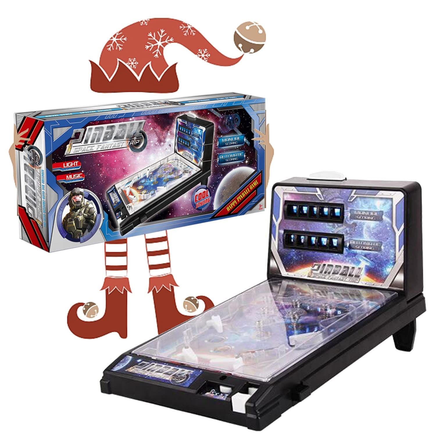 Nikule Mini Tabletop Pinball Machine - Electronic Arcade Game with LED Lights & Sound Effects - Compact Desktop Pinball for Kids & Adults - Perfect for Family Fun, Office Decor, and Retro Game Room