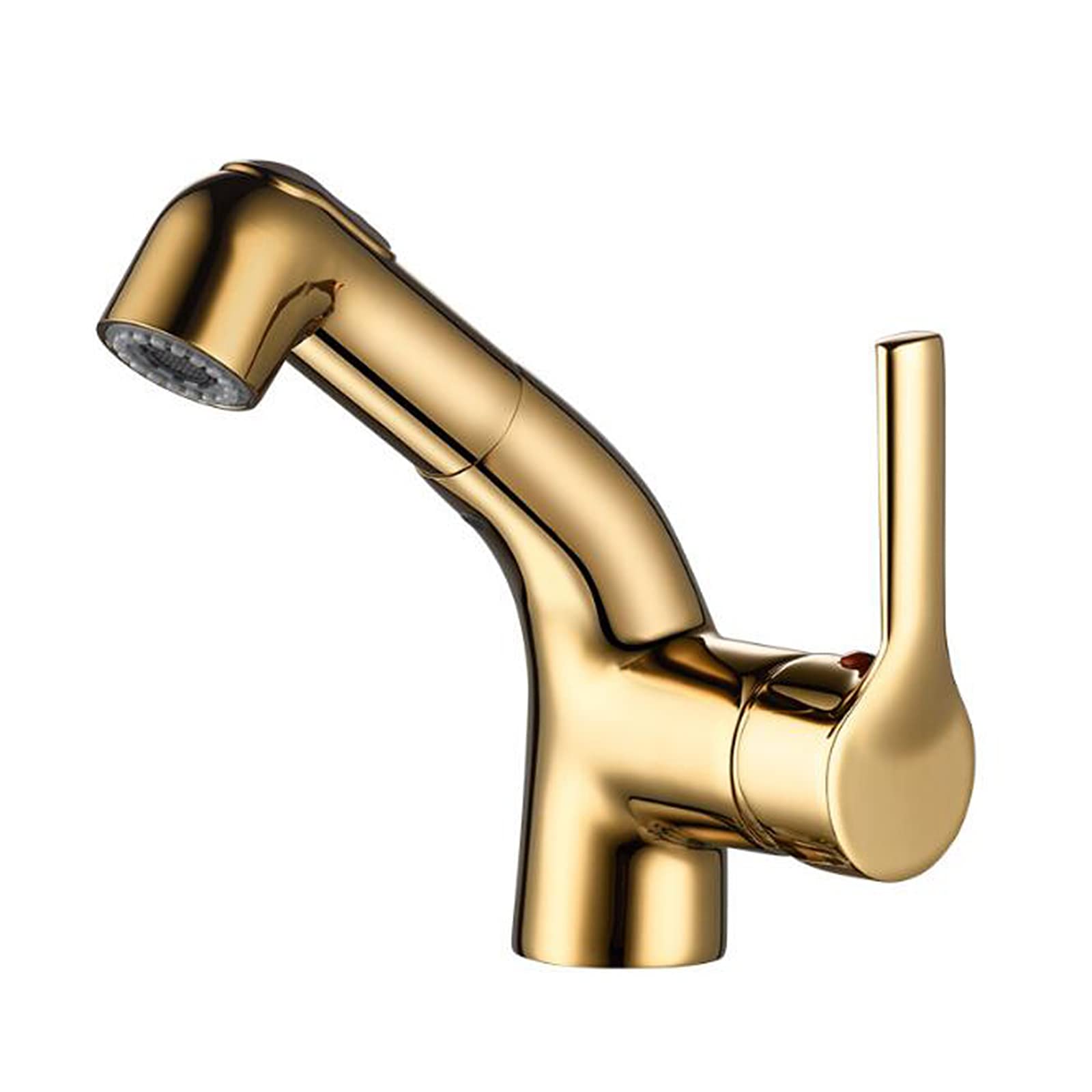 **Pull-Out Sprayer Bathroom Faucet - 2 Spray Modes, Brass Gold Finish for Vanity Sink, Vessel Sink & Washbasin | Perfect for Modern Bathrooms & Lavatories**