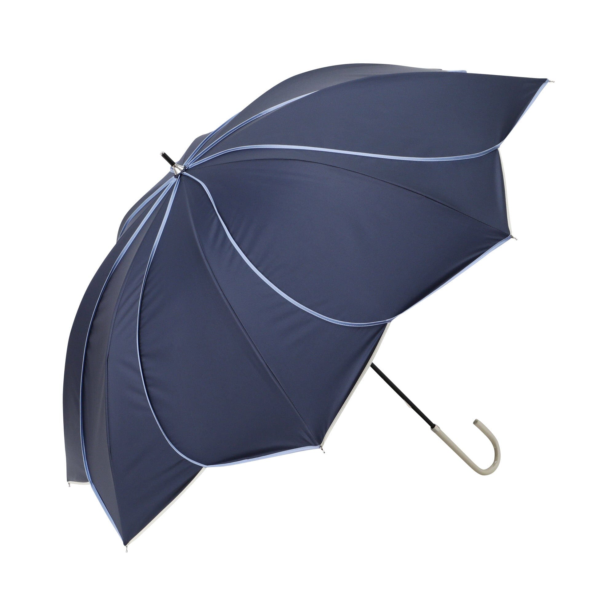 Bicolor Piping Long Umbrella 58Cm Navy - UV Protection & Waterproof for Sunny & Rainy Days - Perfect for Outdoor Activities, Commuting, and Travel