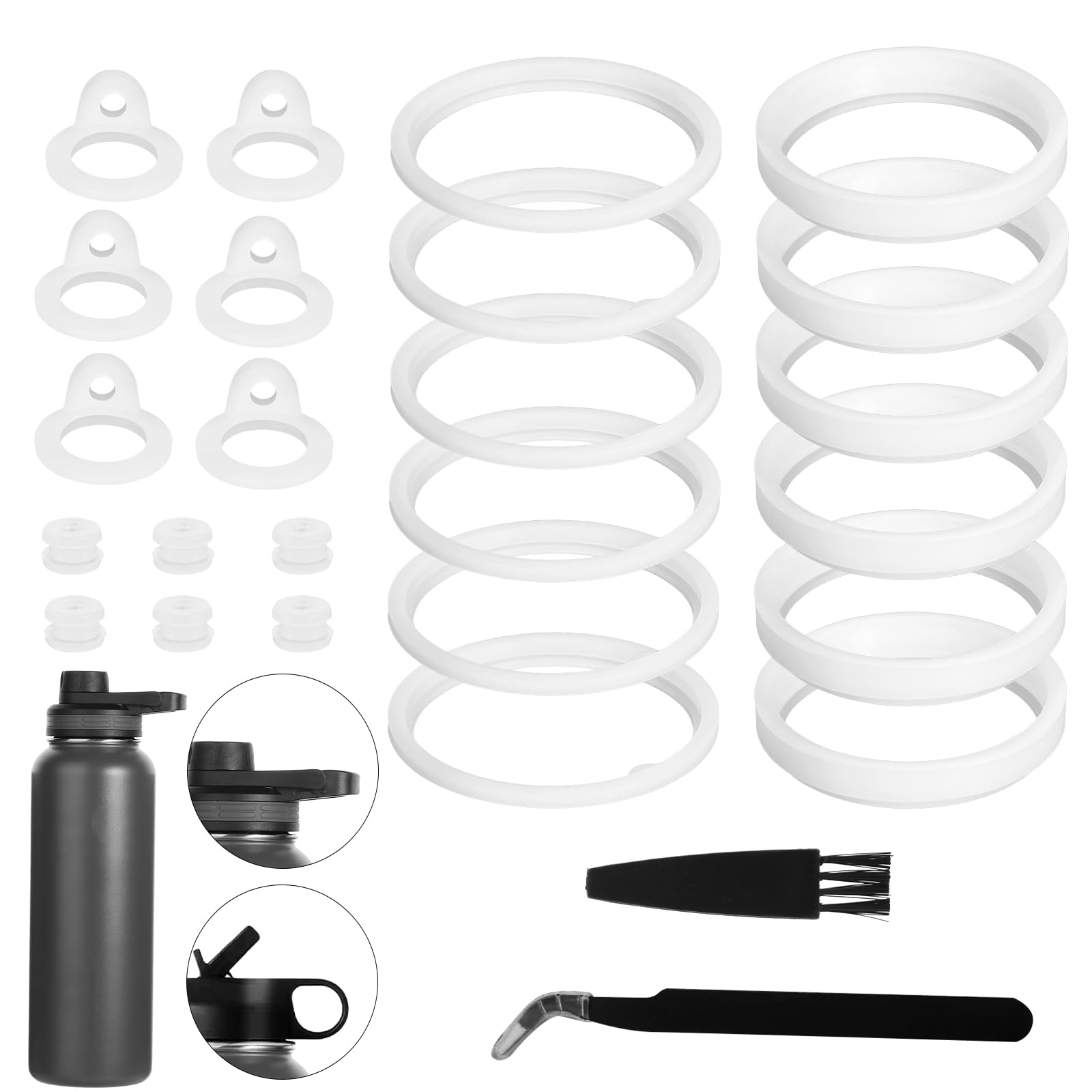 26pcs Thermoflask Water Bottle Lid Replacement Set for 24/32/40/64oz - Silicone Sealing Rings & Gaskets for Straw Lid, Chug Lid & Spout - Perfect for Outdoor, Gym, Travel & Daily Hydration