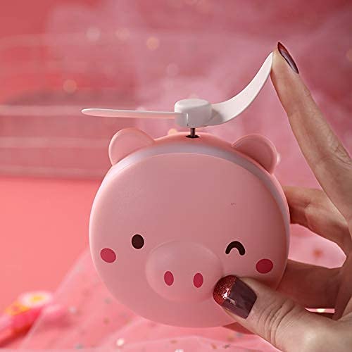 Asera Cartoon Portable USB LED Makeup Mirror with Fan - Cute Cosmetic Vanity Mirror for Travel, Home & Salon Use - Perfect for Makeup Application, Skincare & Hair Styling