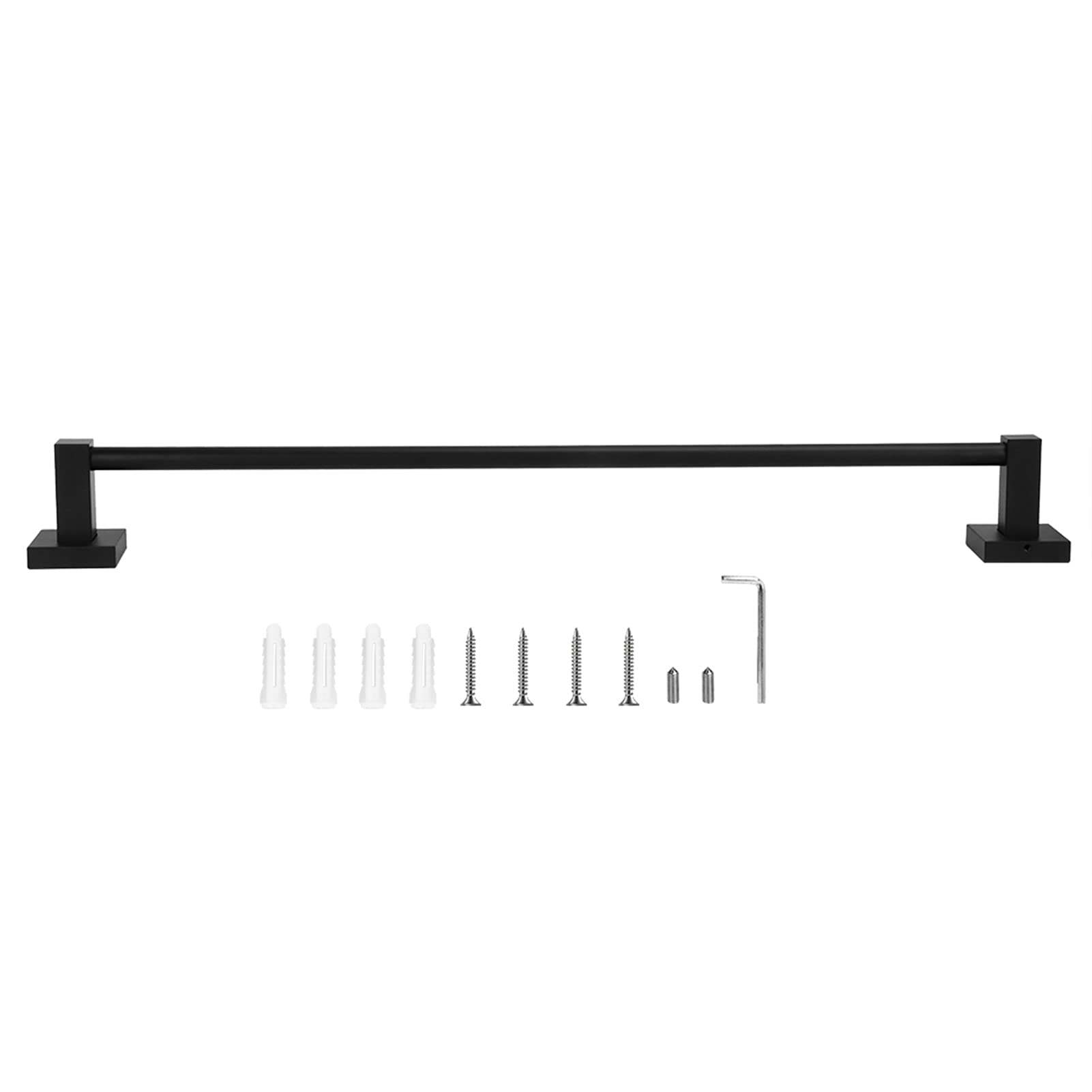 Durable Black Aluminum Wall Hanging Towel Rod - Rustproof Bathroom Towel Holder Rack for Toilet, Hotel & Home Use | Space-Saving Storage Solution for Hand & Bath Towels