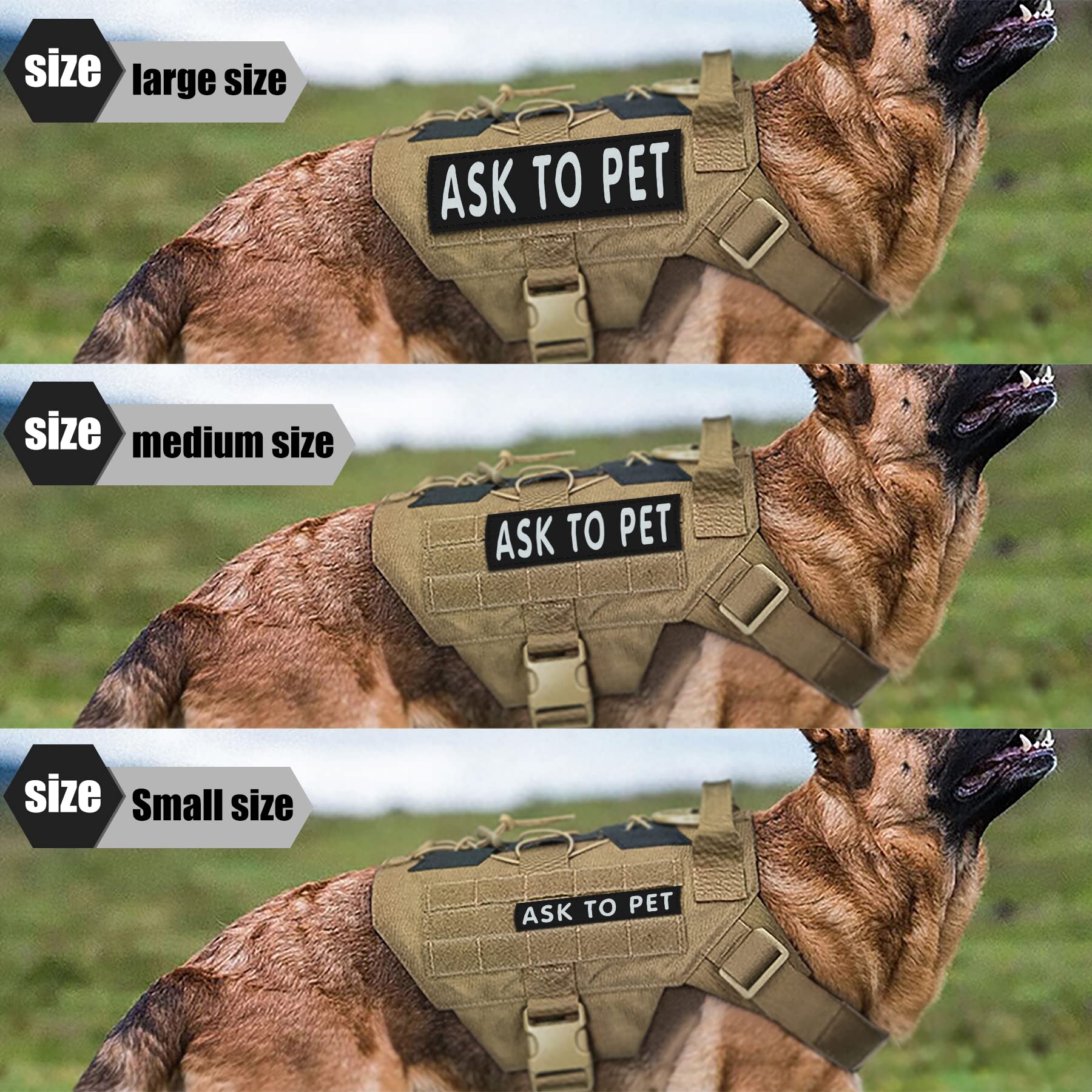 Reflective Do Not Pet Patches for Dogs - Set of 2 Removable IronSeals Vest Harness Patches with Reflective Letters - Ideal for Emotional Support, Therapy Dog Vests, Harnesses, Collars & Leashes - Perfect for Night Walks, Public Outings & Service Dog Identification