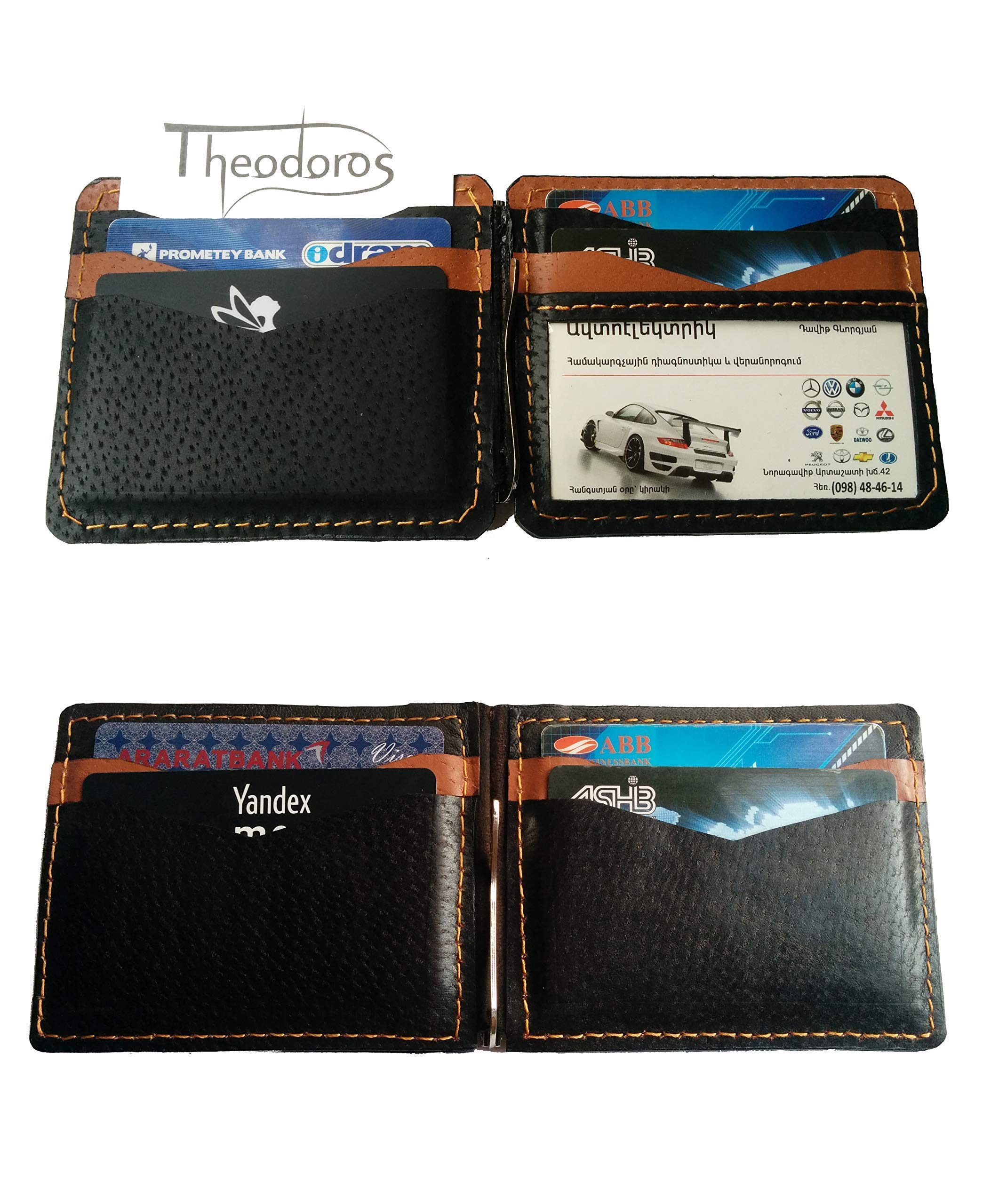 Joker Men's 3D Genuine Leather Wallet with Money Clip - Handmade Carved & Tooled Leather Bifold - Custom Airbrush Art Personalized Card Holder - Perfect Gift for Dad, Husband & Everyday Carry