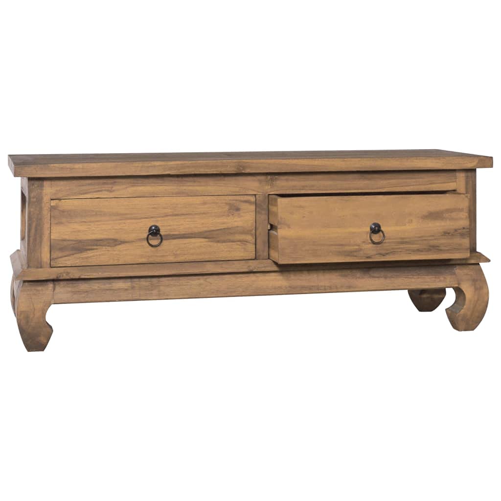 Rustic Solid Teak Wood TV Stand Entertainment Center - 43.3