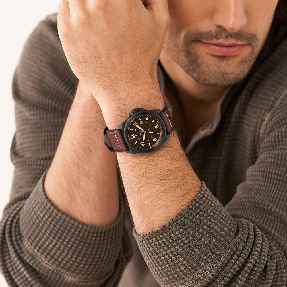 Fossil FS5938 Bronson Men's Brown Leather Watch - Stylish Casual & Business Timepiece for Everyday Wear
