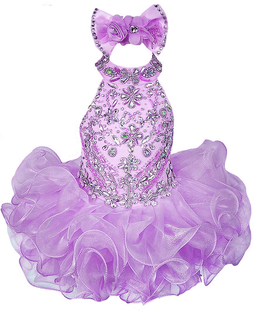 Junguan Baby Girls Short Halter Cupcake Pageant Dresses - Newborn Princess Birthday Party Tutu Ball Gowns for Pageants, Photo Shoots & Special Occasions