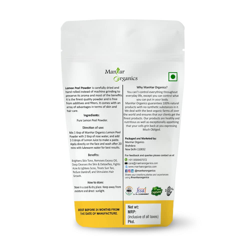 Organic Lemon Peel Powder for Face Mask & Skin Care - 500g | Pure Citrus Limon with Vitamin C | Exfoliating Scrub, Brightening Treatment | DIY Spa, Acne Care & Glowing Skin Routine