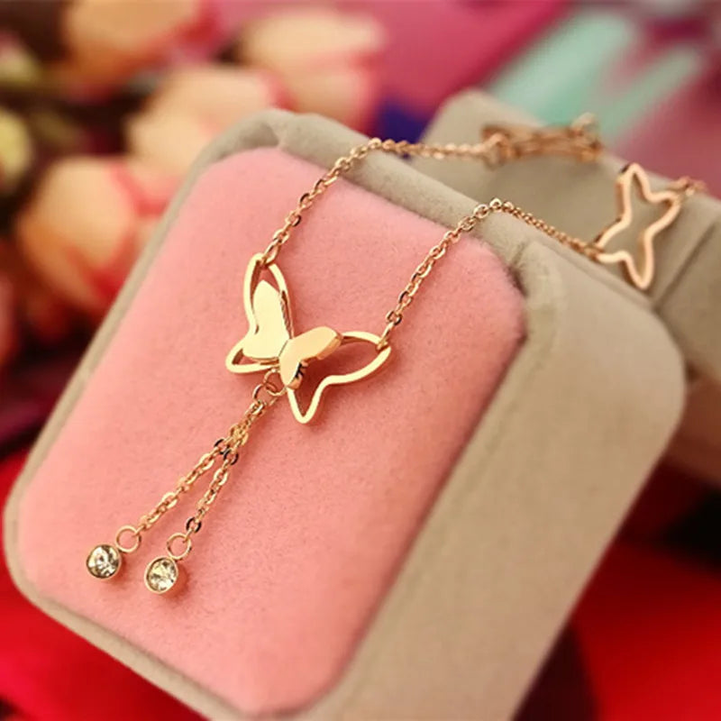 Golden Butterfly Necklace for Women - Elegant 14K Gold Plated Jewelry Gift for Her - Perfect for Weddings, Parties & Special Occasions