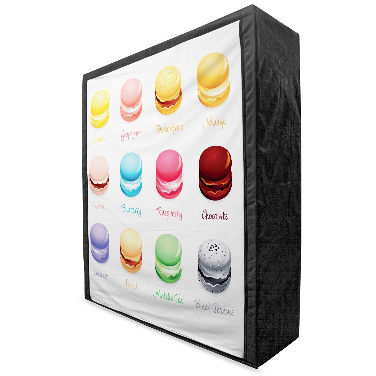 Ambesonne Tea Party Portable Fabric Wardrobe - Colorful French Macaron Cookies Design, 59