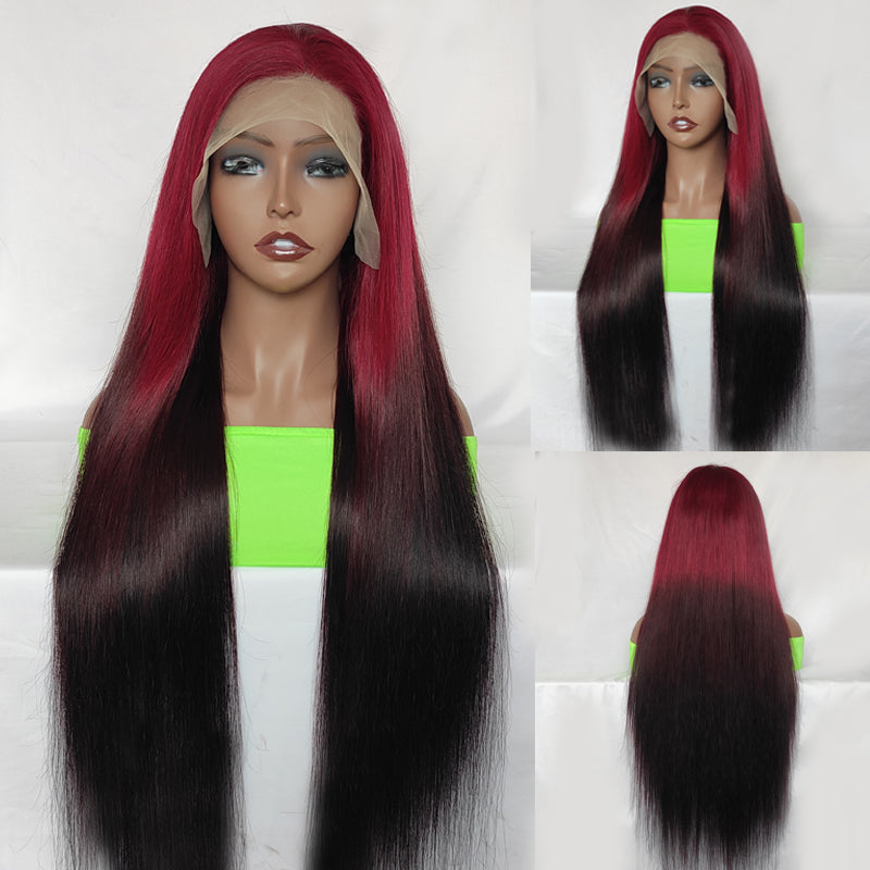 Eullair Golden Red Brown Ginger Body Wave Lace Front Wig - Ombre Blonde Straight Human Hair Wigs for Women | TikTok Hairstylist Style | Perfect for Cosplay, Daily Wear & Special Occasions