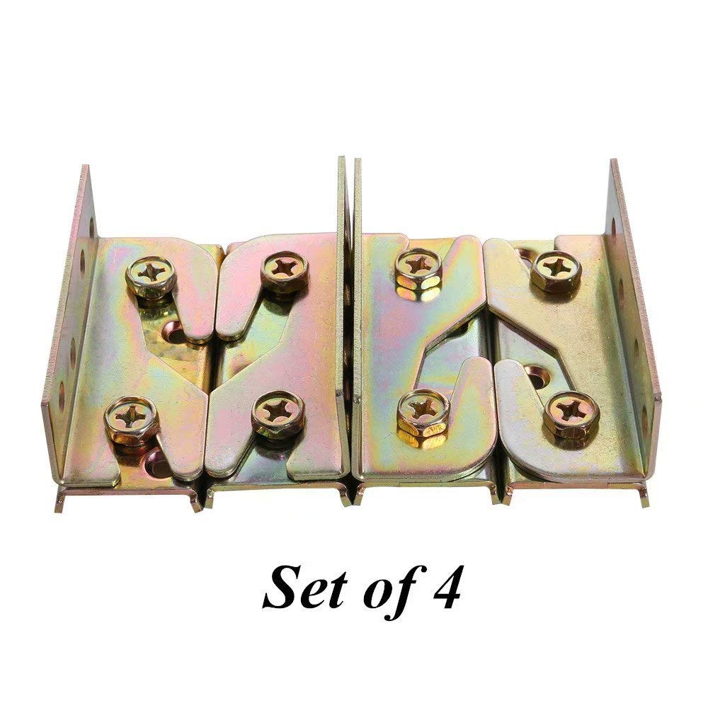 Heavy Duty Non-Mortise Bed Rail Brackets - 4 Pack with Screws Included - Sturdy Bed Frame Connectors for Queen & King Size Beds - Perfect for Bed Frame Assembly and Furniture Repair