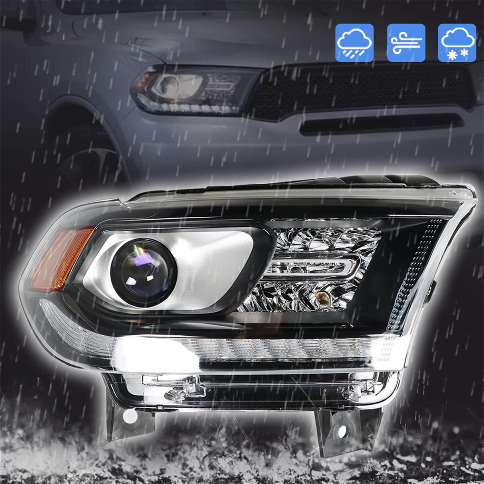 2016-2020 Dodge Durango Passenger Side Headlight Assembly Replacement - Halogen Type OEM# 68299130AF - Perfect for Night Driving & Off-Road Adventures