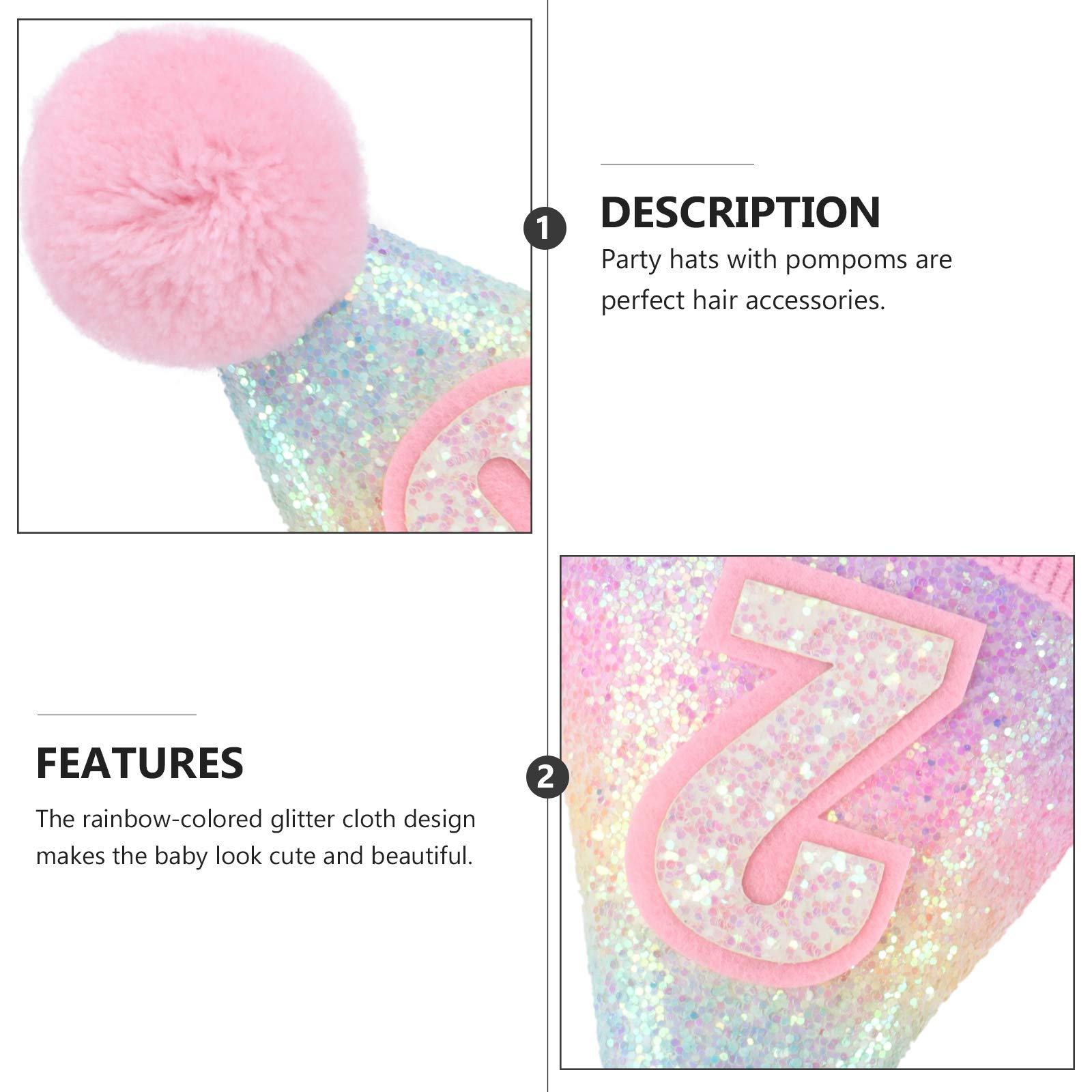 1st Birthday Headband for Girls - Glitter Princess Party Hat with Soft Fabric - Perfect for Baby's First Birthday, Princess Theme Parties & Photo Shoots