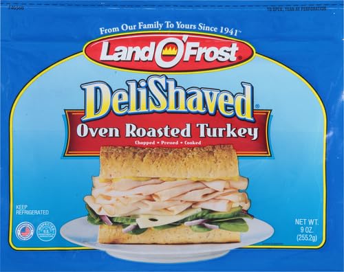Land O'Frost Premium Oven Roasted Turkey Breast Slices - 9 oz Pack - Delicious Low Sodium Lunch Meat for Sandwiches, Wraps & Charcuterie Boards