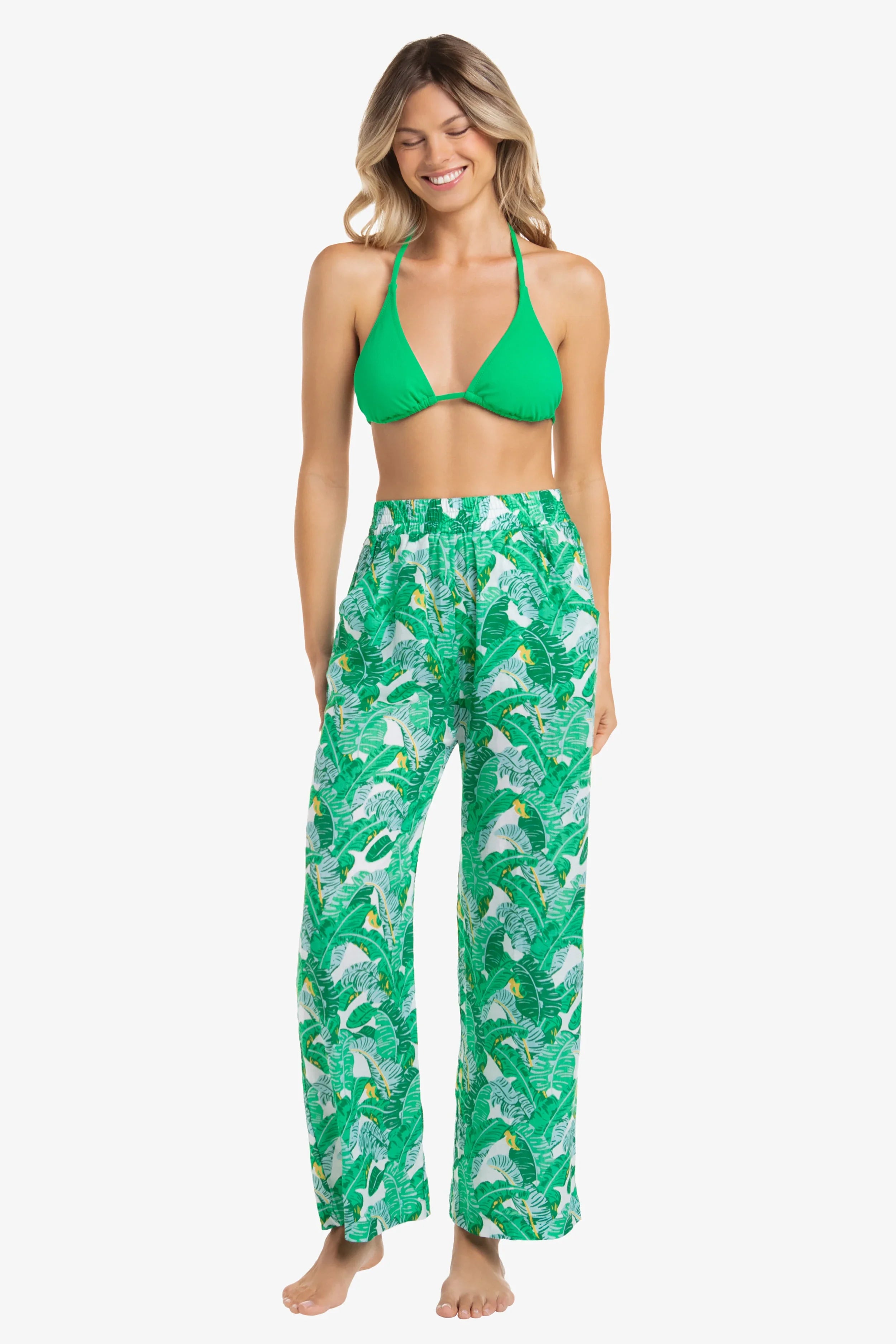 Lauren Pants for Women - Stylish Banana Leaf Print High Waisted Trousers | Perfect for Casual Wear, Office Outfits & Summer Vacations