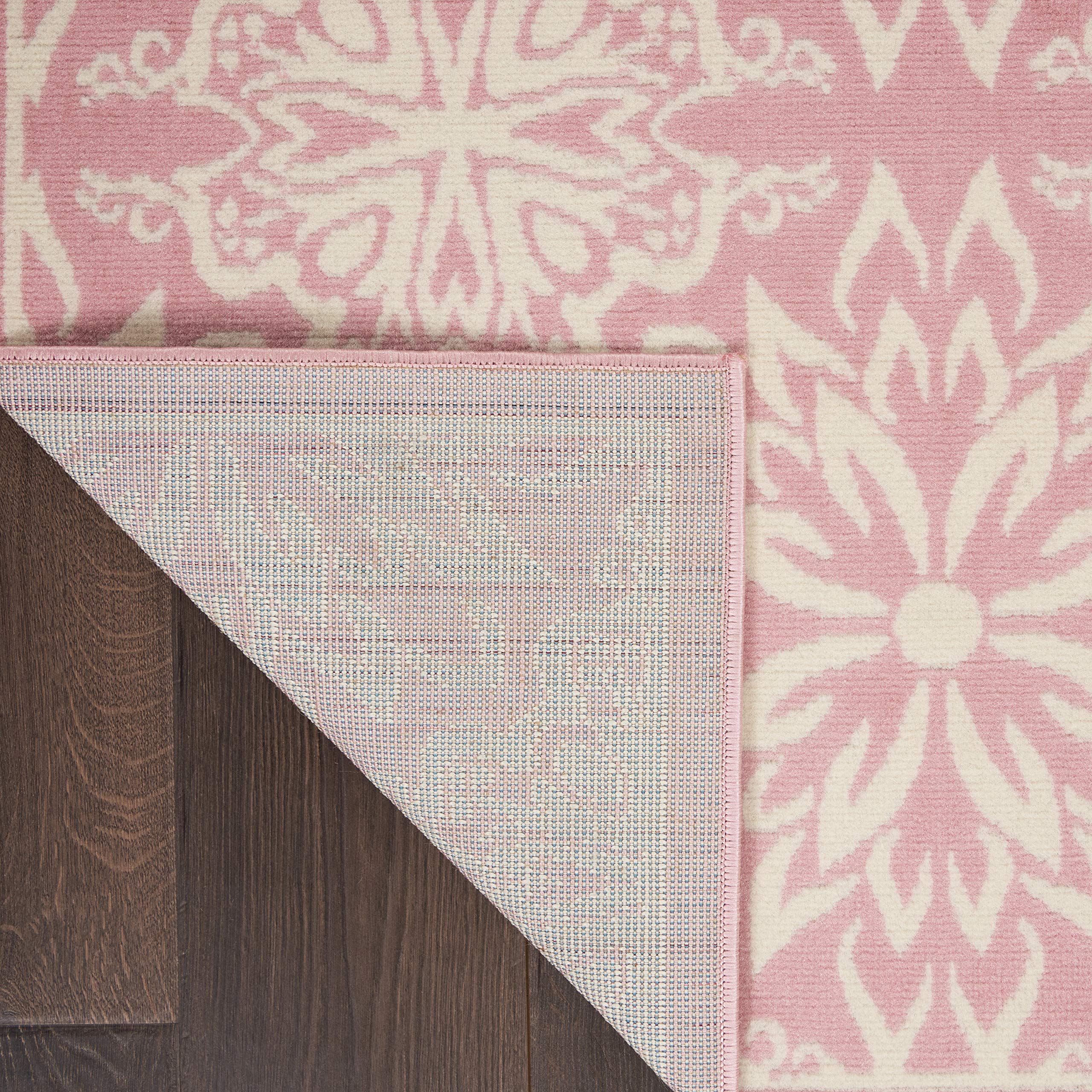 Nourison Jubilant Floral Ivory/Pink 6' x 9' Area Rug - Easy Cleaning, Non-Shedding, Soft & Durable - Perfect for Bedroom, Living Room, Dining Room & Kitchen Decor (6x9)