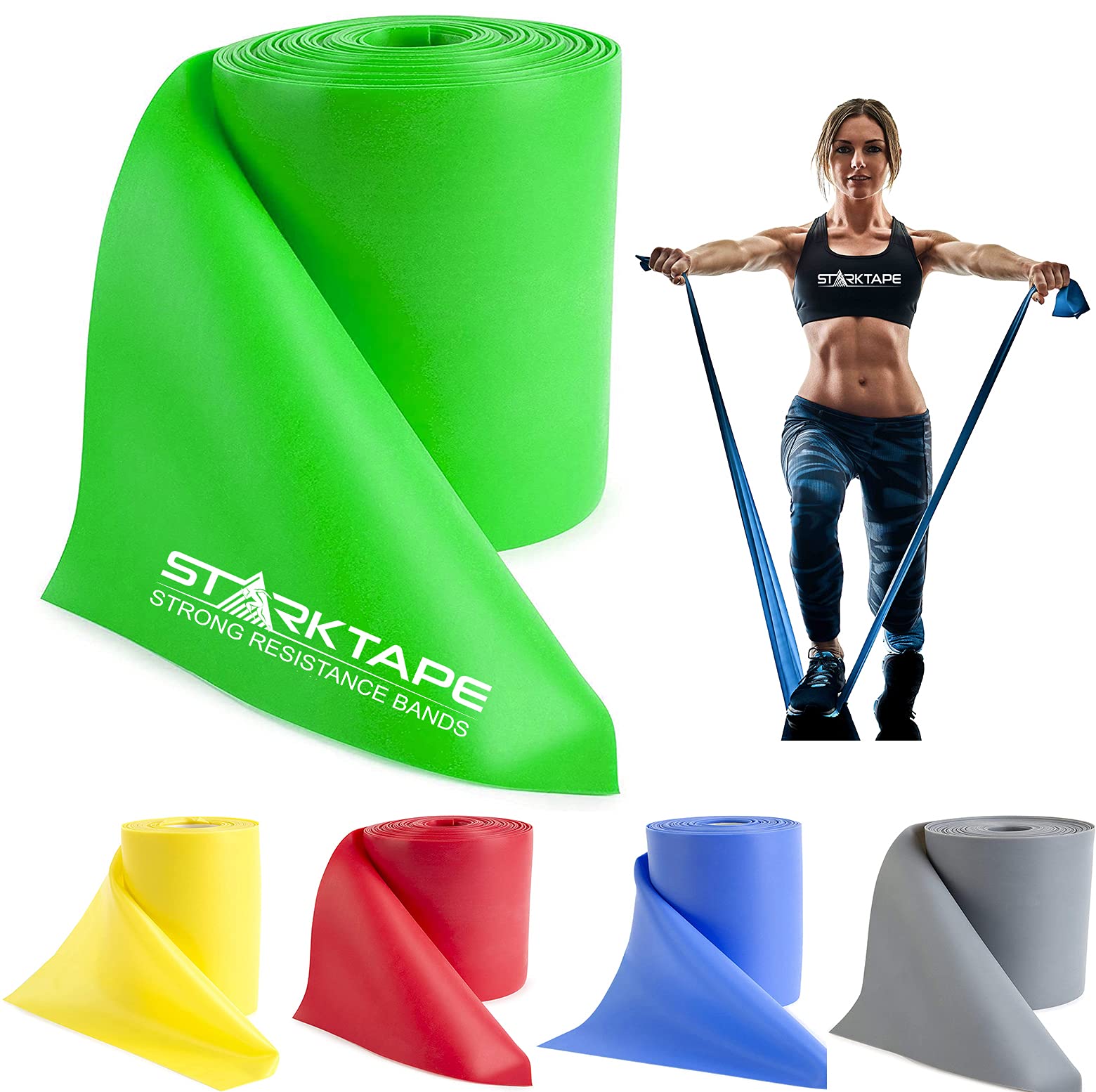 Premium Resistance Bands Set - 8, 16, 25, 50 Yards Bulk Rolls | Latex-Free Therapy Bands for Strength Training, Physical Therapy & Rehabilitation | Ideal for Home Gym, Yoga, Pilates, CrossFit & Workout Recovery | Scent-Free & Powder-Free Elastic Exercise Bands for Men & Women