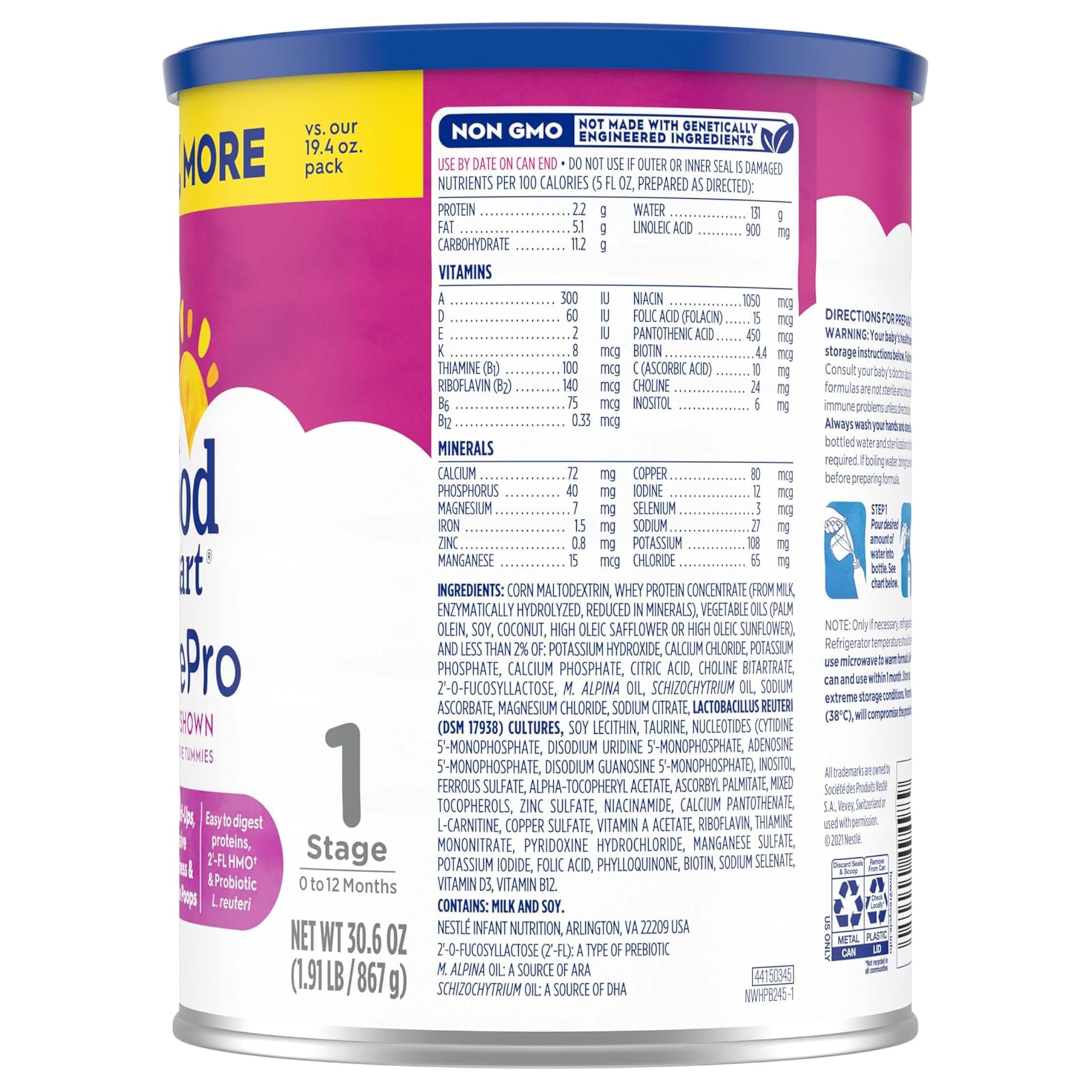 Dr. Brown's Good Start Baby Formula Powder, 30.6 Ounce & Natural Flow Anti-Colic Wide-Neck Baby Bottle Set - Designer Edition Dino Decos, 9oz/270mL, Level 1 Nipple, 2-Pack (0m+) - Gentle Nutrition for Newborns & Colic Relief for Happy Feeding Time