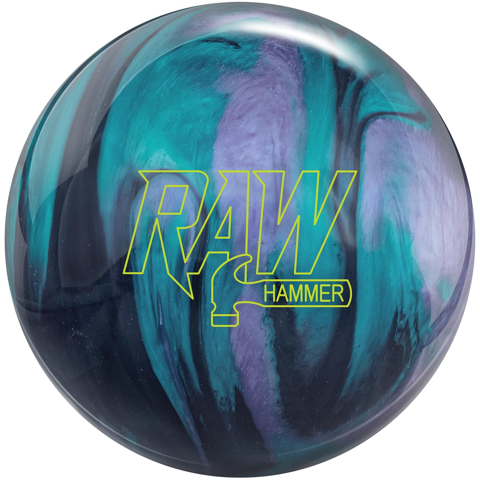 Hammer Raw Black Purple Teal Bowling Ball - High Performance Reactive Resin for Hook & Control - Perfect for League Play & Tournaments