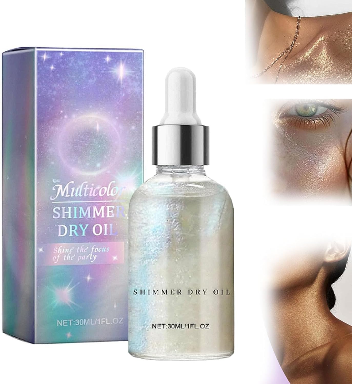 Glitter Body Oil - Long Lasting Shimmer Dry Oil for Face & Body, Waterproof & Sparkling, Perfect for Festivals, Parties & Night Out Makeup