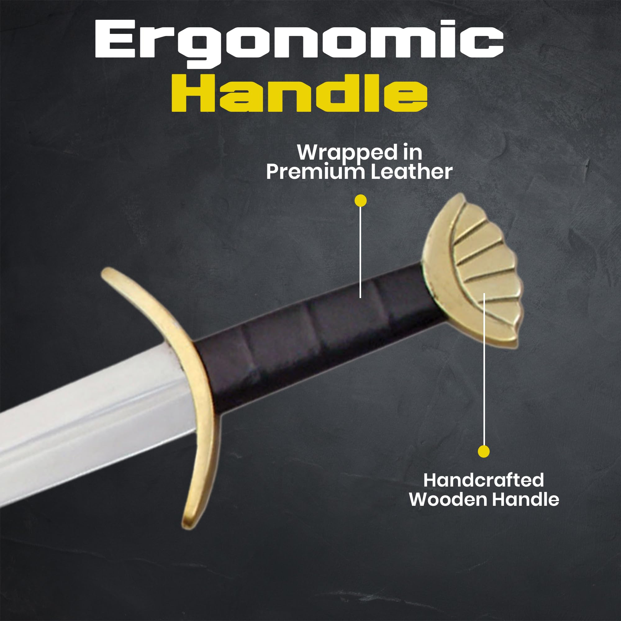 Authentic Viking Sword Replica - Handcrafted Carbon Steel Blade with Leather Sheath - Perfect for Cosplay, Historical Reenactments & Medieval Decor