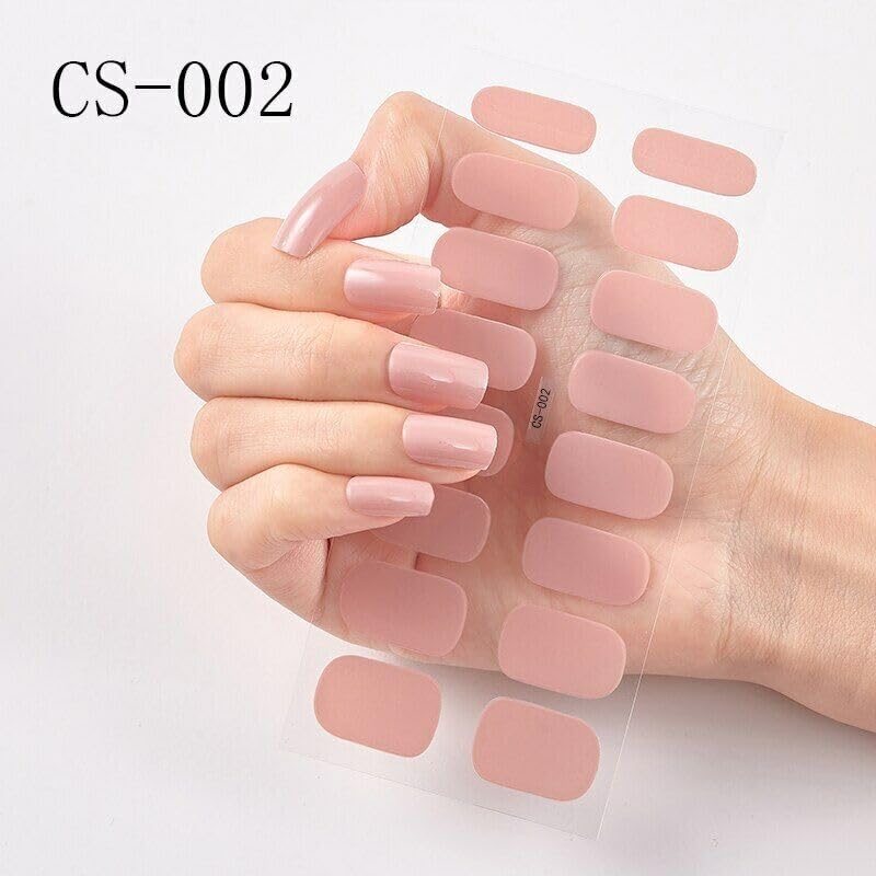 Semi Cured Gel Nail Strips - 16PCS French Tip Nail Wraps with Nail File Stick - Light Lilac Pink Self-Adhesive Gel Nail Stickers for Long Lasting Manicure | Perfect for Home Nail Art, Salon Quality DIY Manicures, Parties & Special Occasions