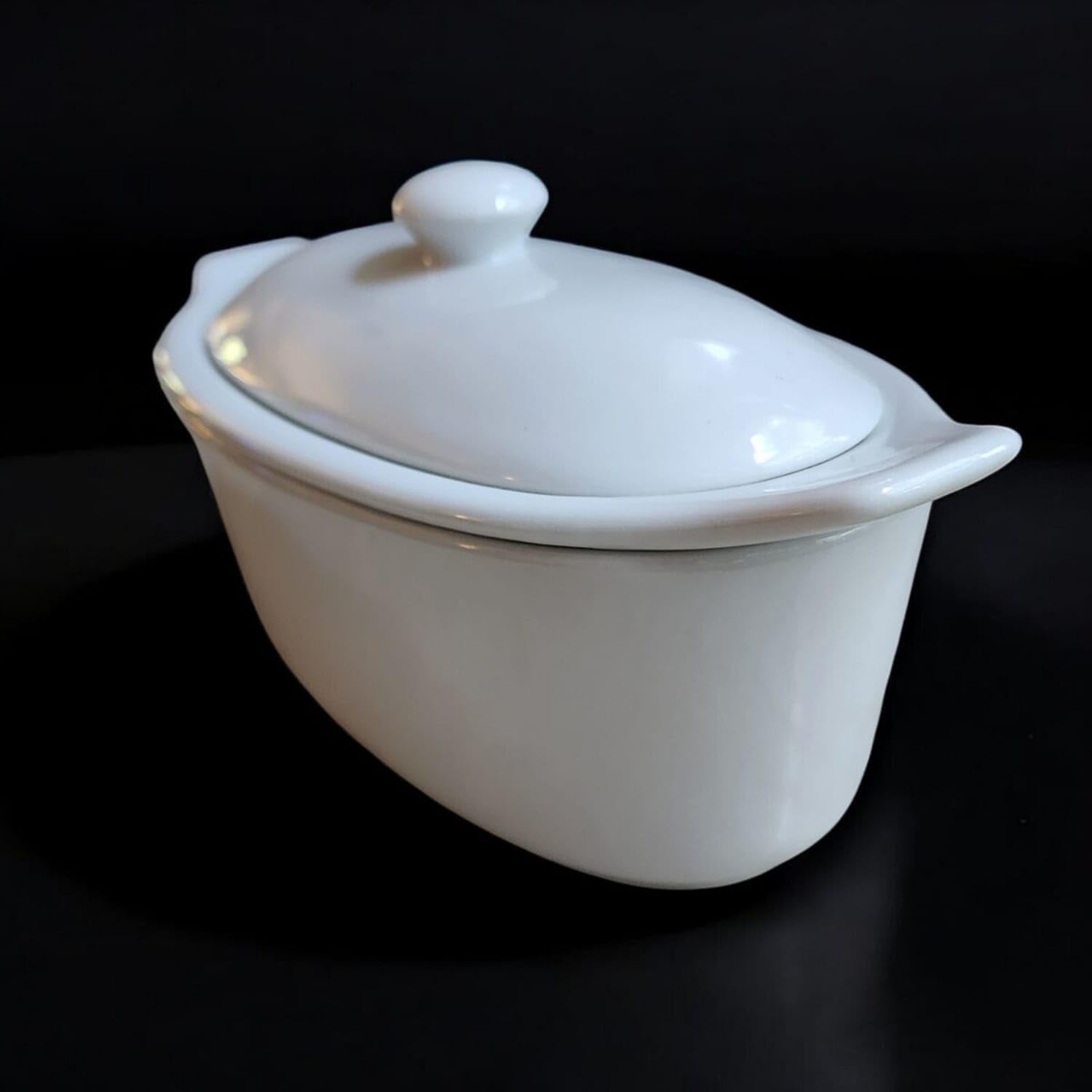 Premium White Ceramic Butter Warmer Boat - Perfect for Melting Butter, Sauces & Serving at Dinner Parties, Restaurants & Home Kitchens