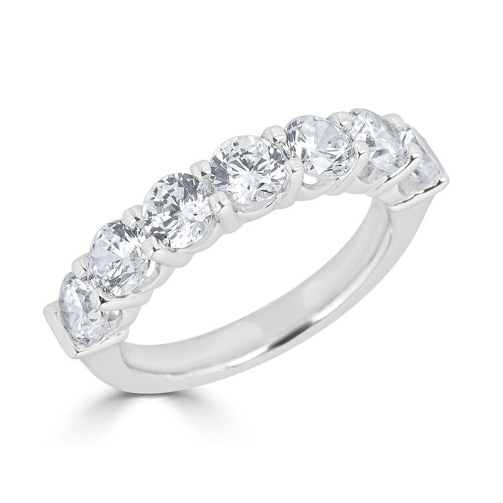 18KT White Gold 2.00 CTW Diamond 7 Stone Wedding Band Ring for Women - Elegant Anniversary Gift & Bridal Jewelry for Special Occasions
