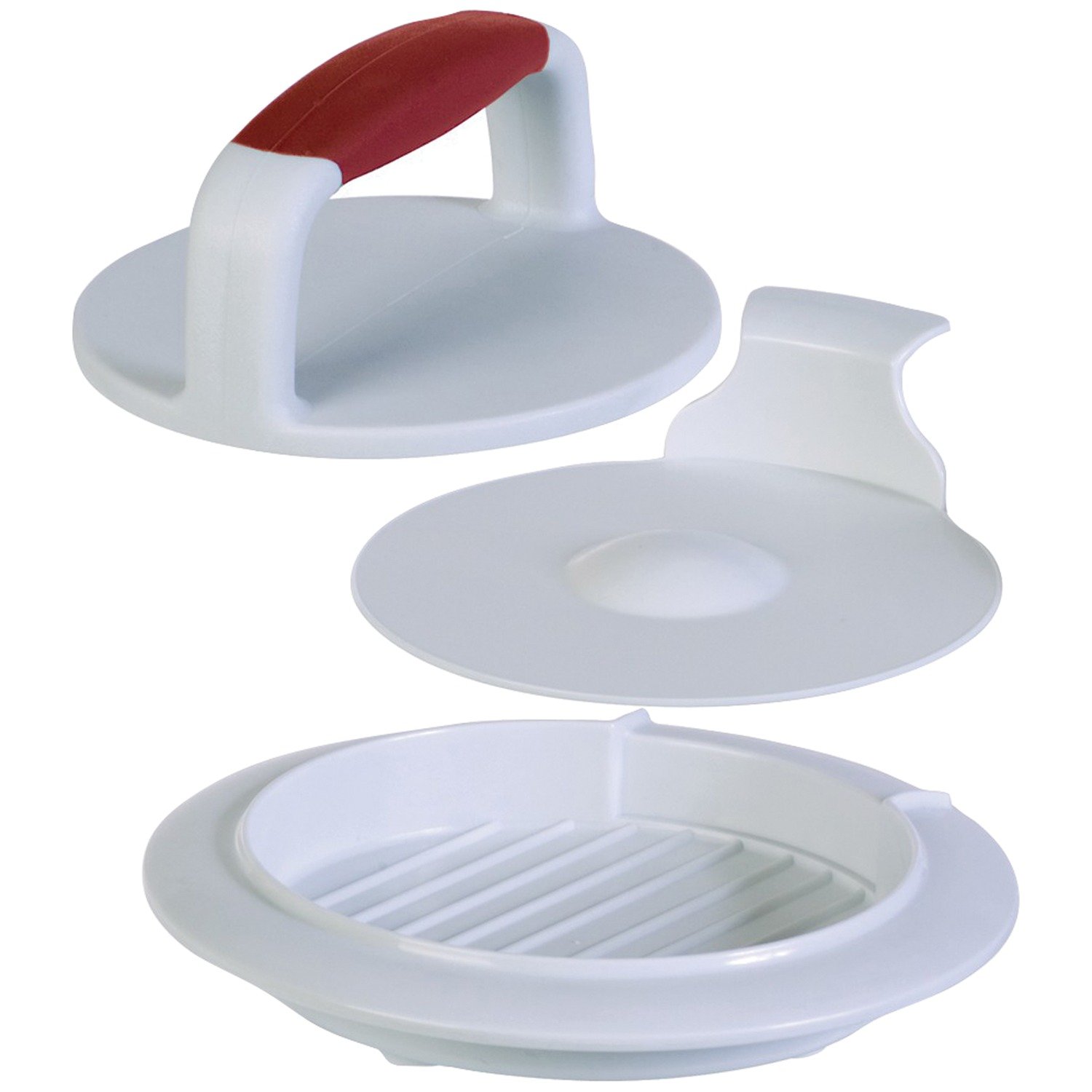 Starfrit Hamburger Press - Heavy Duty Stainless Steel Patty Maker for Perfect Homemade Burgers, BBQ, and Grilling - White