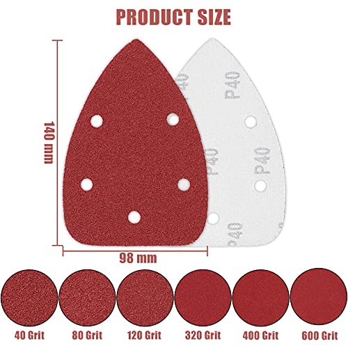 120 PCS Hook & Loop Sanding Pads - 40/80/120/320/400/600 Grit Assorted Sandpaper Sheets for Mouse Sander - Perfect for Woodworking, Metal Polishing & DIY Home Projects