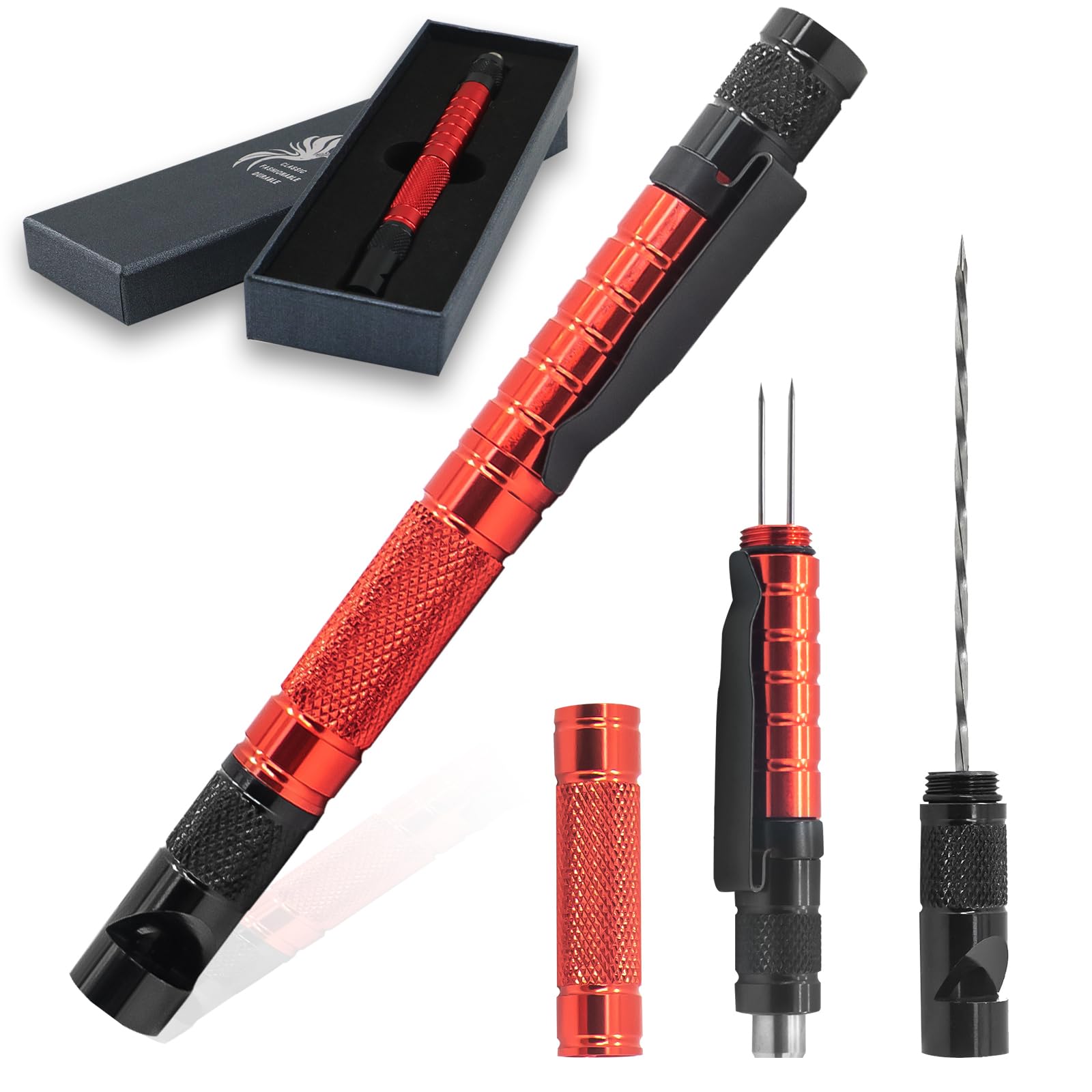 Premium Cigar Unclogging Multitool Set - Cigar Punch, Draw Enhancer & Nubber Tool for Easy Cutting Blocked Cigars | Enjoy Last Inch Without Burns (Black + Red) | Perfect for Cigar Lounges, Outdoor Smoking & Gifts for Cigar Enthusiasts