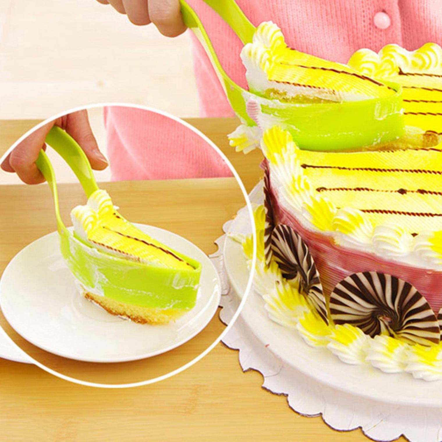 Premium ABS Green Cake Slicer - Professional Cake Pie & Pastry Cutter, Bread & Pizza Divider Tool - Perfect for Birthday Parties, Weddings & Baking Enthusiasts