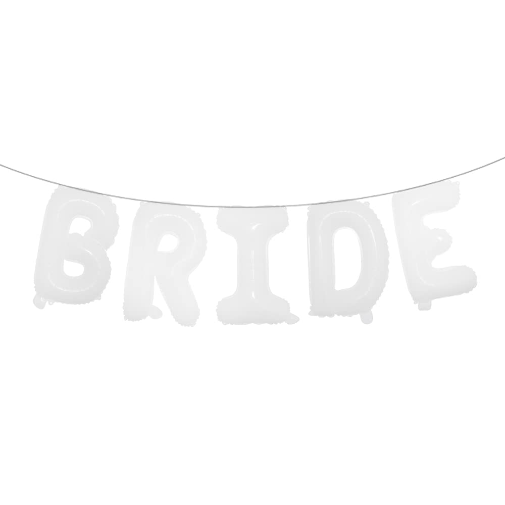 16 Inch Multicolor BRIDE Letter Foil Balloons - Wedding, Bridal Shower, Engagement Party Decorations - Bachelorette Party Supplies (White) - Perfect for Wedding Receptions, Bridal Showers & Anniversary Celebrations