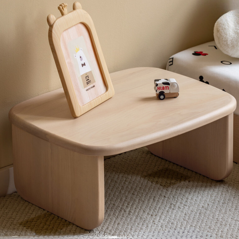 Birch Washed White Kids Bedside Table - Low Stool for Children's Room, Nursery, or Playroom - Perfect for Bedtime Stories, Storage & Decor