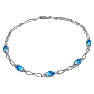 1.16 Carat 14K Solid White Gold Tennis Bracelet with Blue Topaz & Diamonds | Elegant Jewelry for Women, Perfect for Weddings, Anniversaries & Special Occasions
