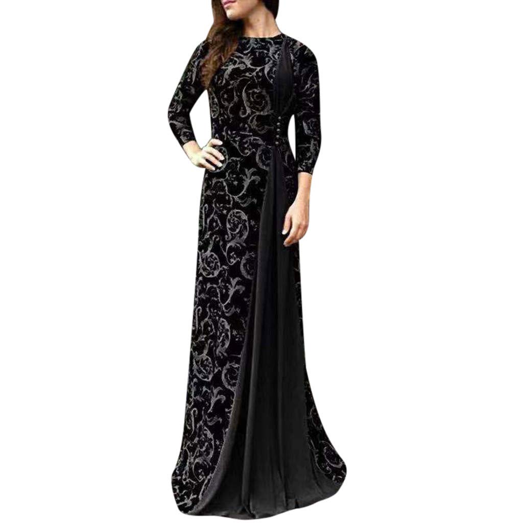 Elegant Floral Print Long Dress for Women - Dubai Arabian Islamic Muslim Maxi Dress - Perfect for Eid, Ramadan, Wedding & Special Occasions