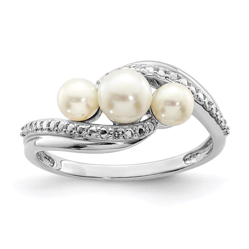 925 Sterling Silver Diamond & Freshwater Pearl Ring for Women - Elegant Fine Jewelry Gift for Her - Perfect for Anniversaries, Weddings & Special Occasions