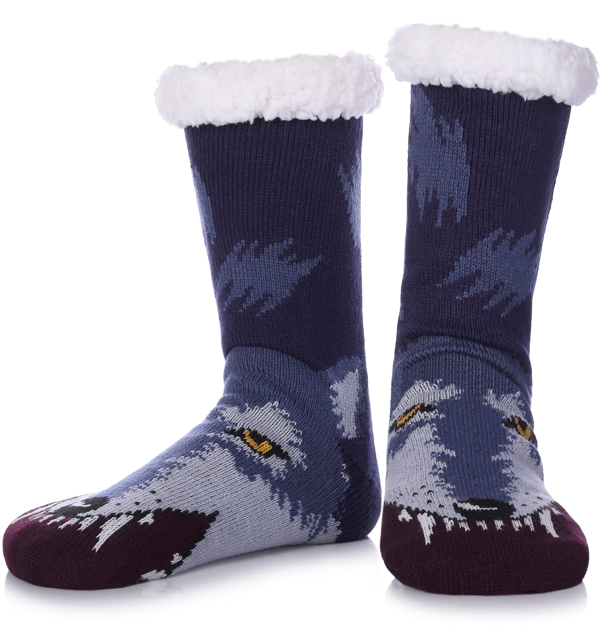 Men's Non-Slip Slipper Socks with Grippers - Winter Warm Fuzzy Cozy Indoor/Outdoor House Shoes - Perfect for Home, Office & Travel Comfort