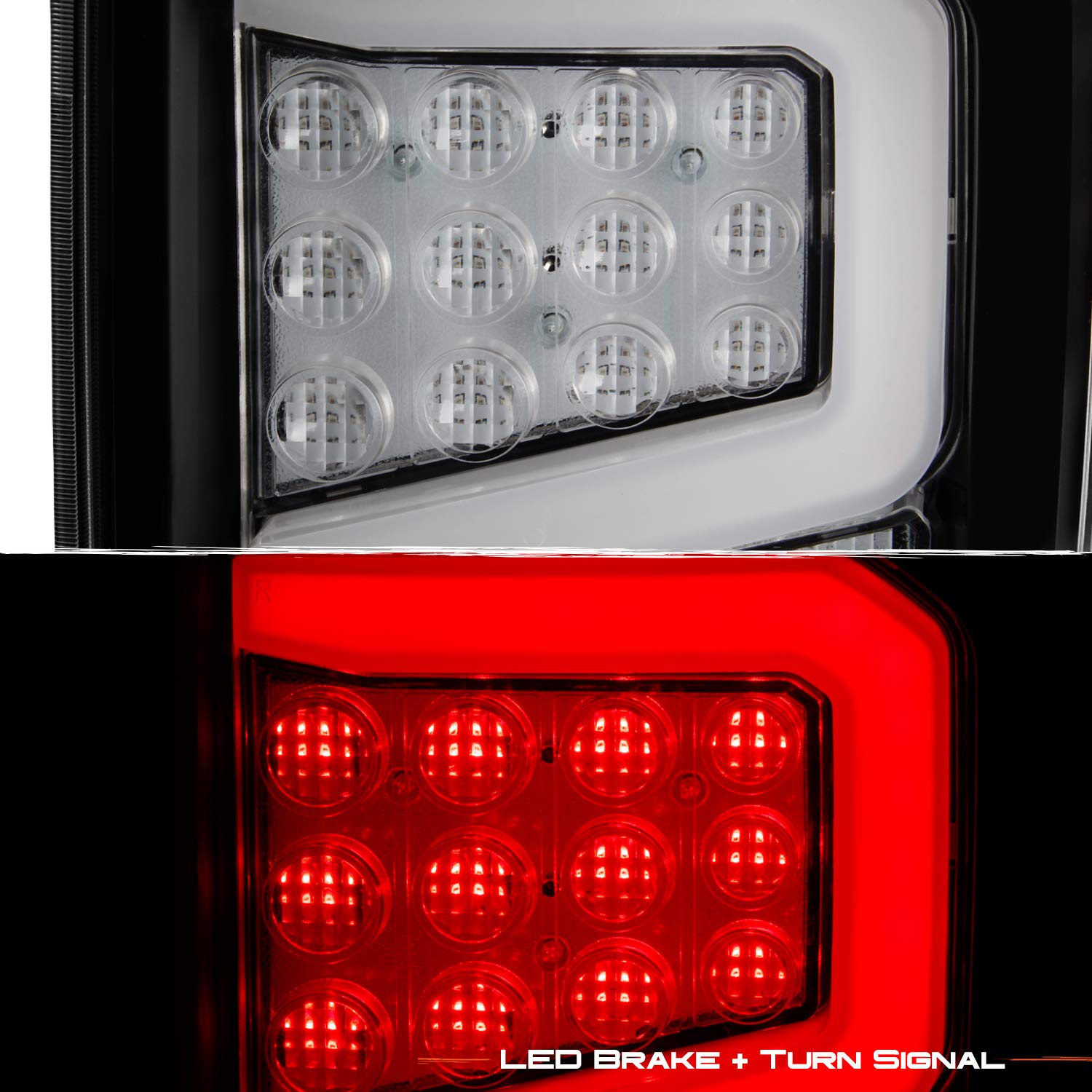 AKKON LED Tail Lights for 2016-2021 Nissan Titan - Black Housing Brake Lamp Assemblies - Upgrade Your Truck's Style & Safety at Night