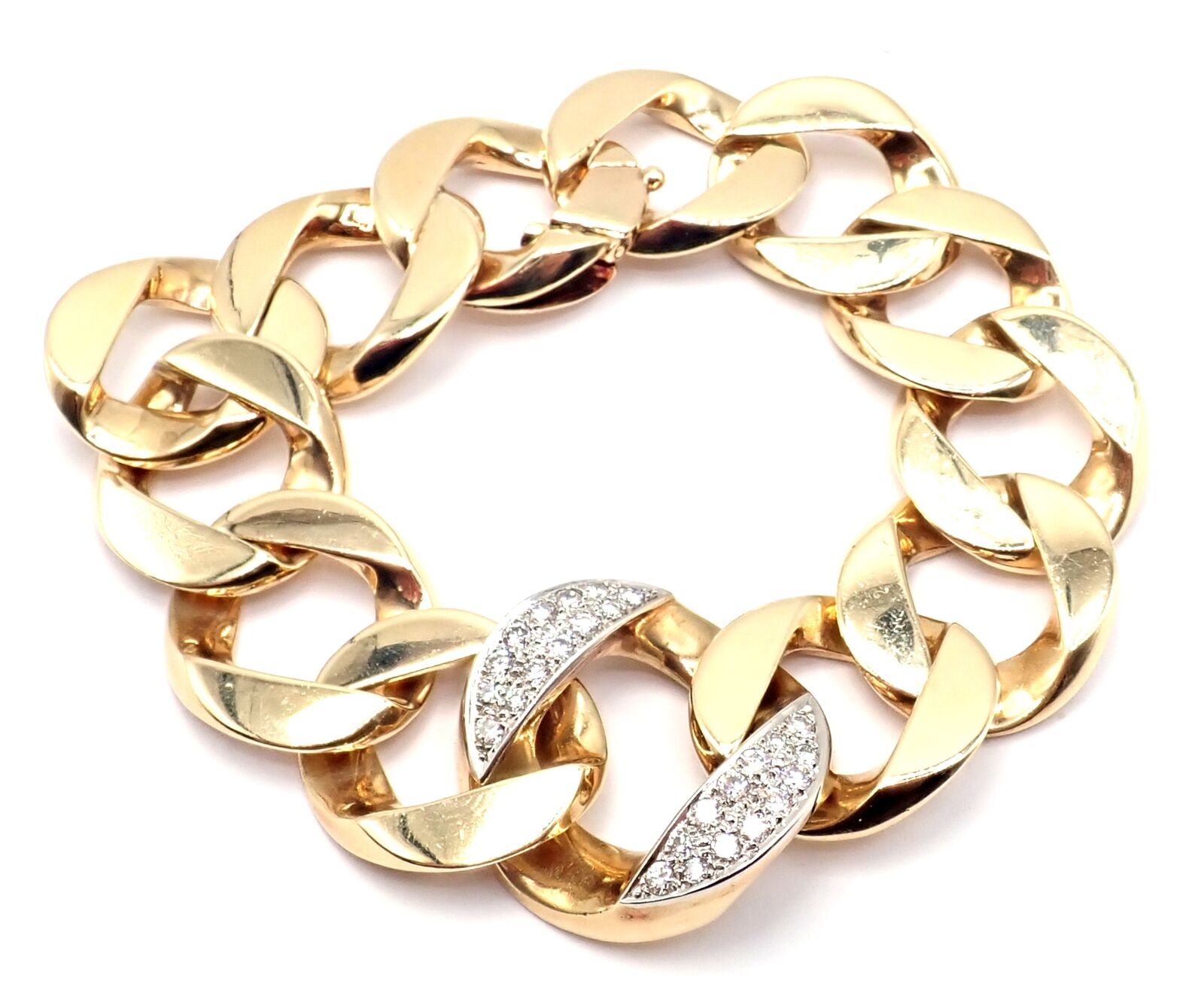 Vintage Tiffany & Co 14k Yellow Gold Diamond Heavy Curb Link Bracelet - Luxury Jewelry Gift for Women, Perfect for Weddings & Special Occasions
