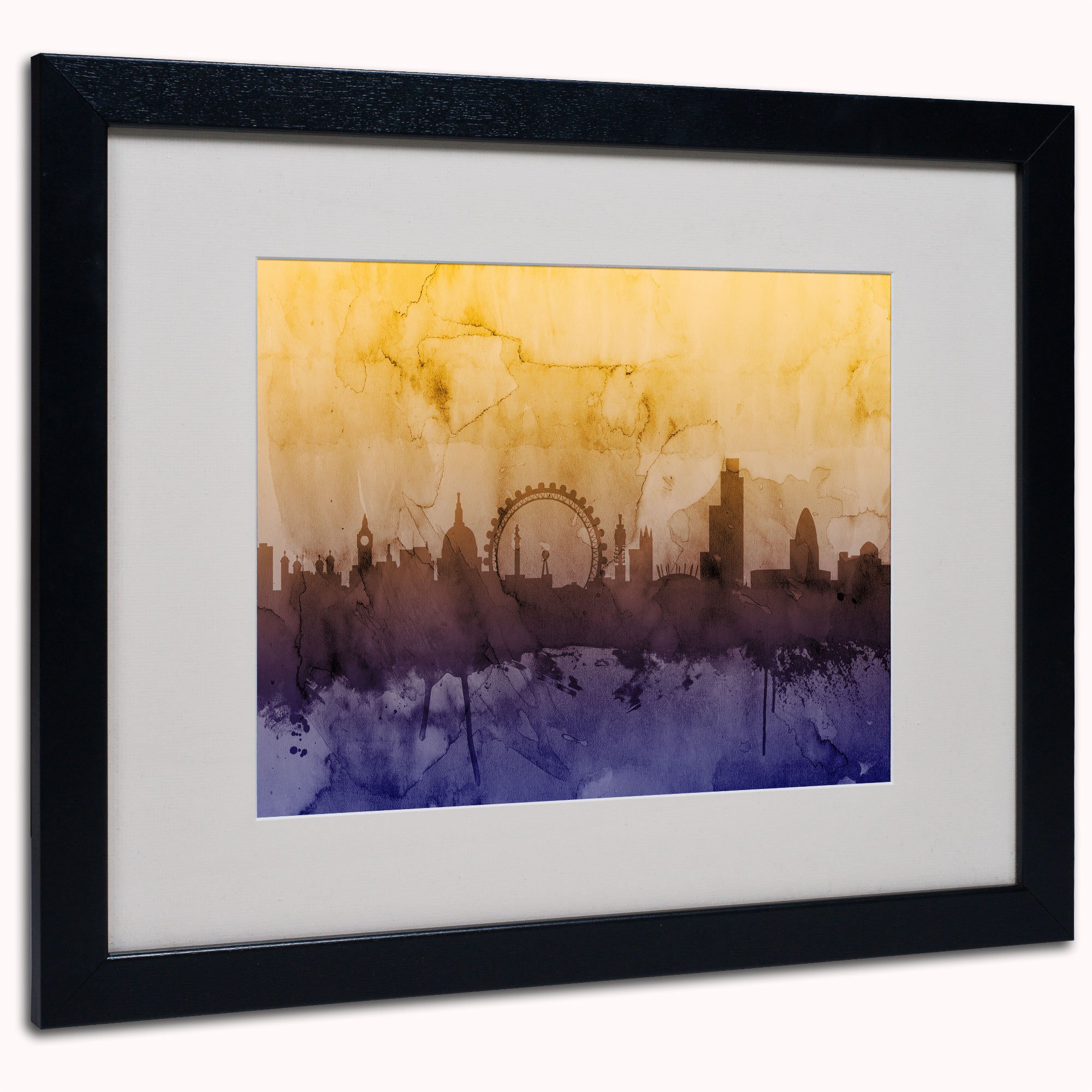Michael Tompsett London England Skyline III Canvas Art Print - 16x20 Inches with Black Frame - Modern Wall Decor for Living Room, Office & Bedroom