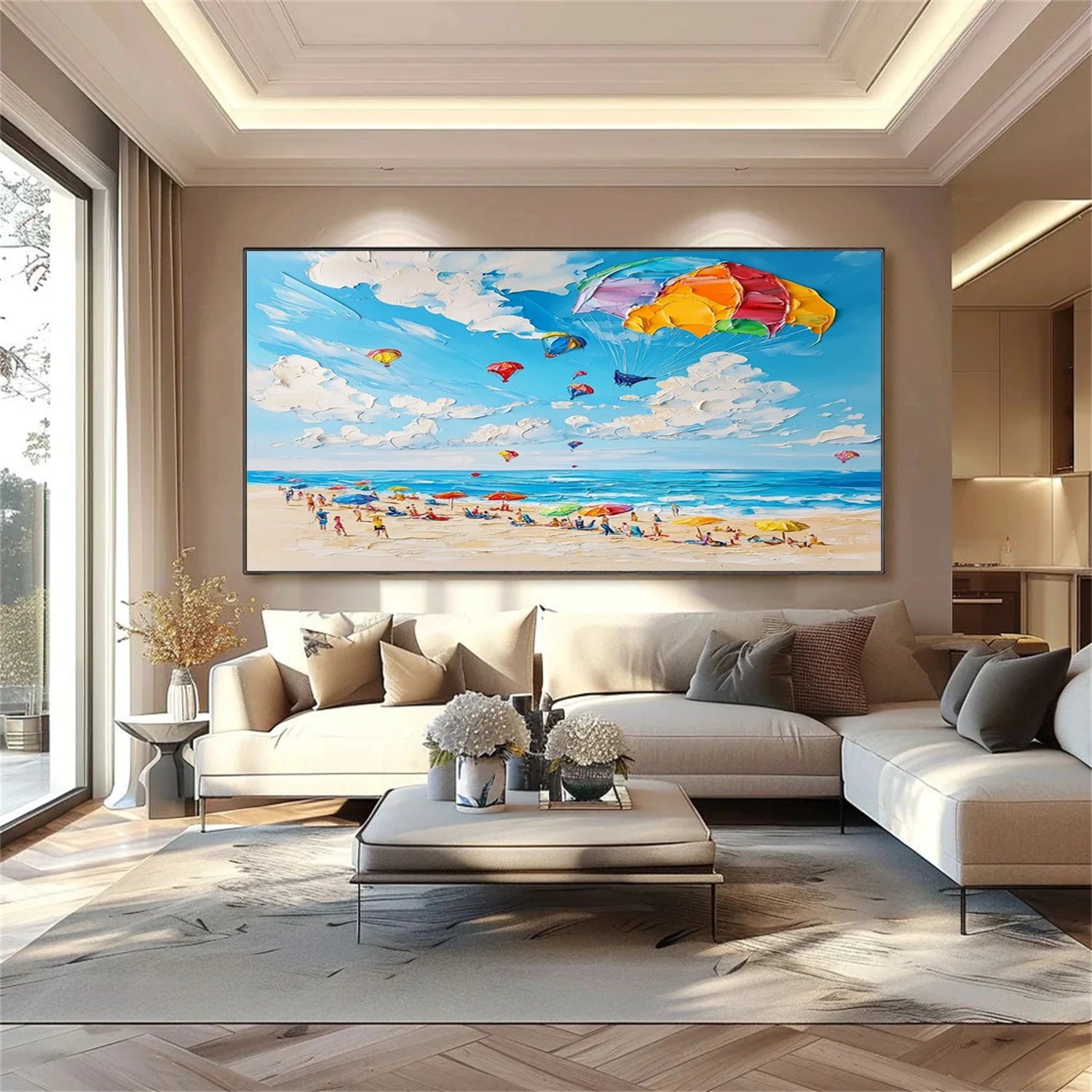 Seascape and Snowy Peak Landscape Painting - Premium Wall Art Decor #SP057 - Perfect for Living Room, Bedroom & Office