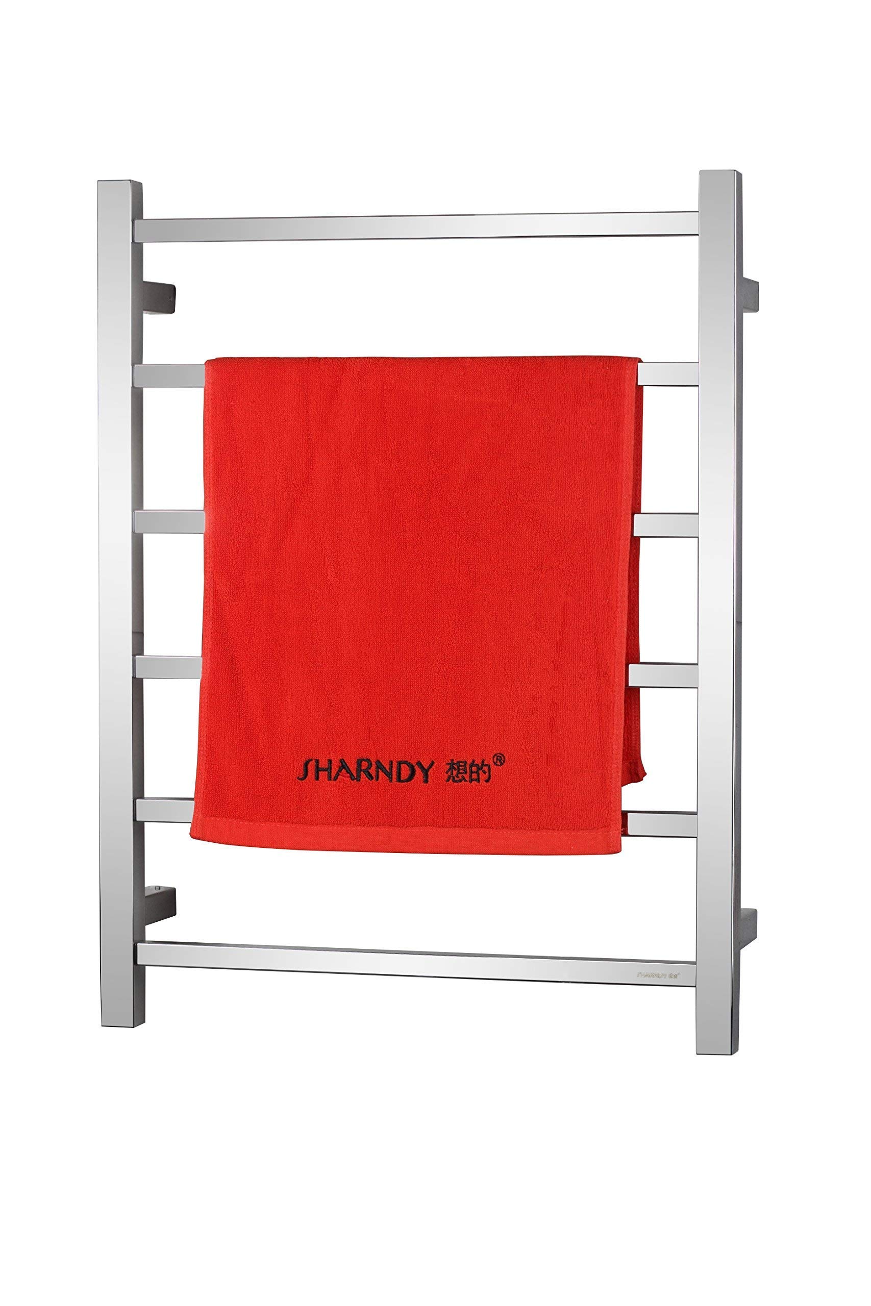 Stainless Steel Heated Towel Warmer Rail - Square Bar Design with Hardwired Kit for Bathroom (Brushed Nickel) | Fast Warming Towel Rack for Spa, Luxury Hotels & Cozy Home Bathrooms