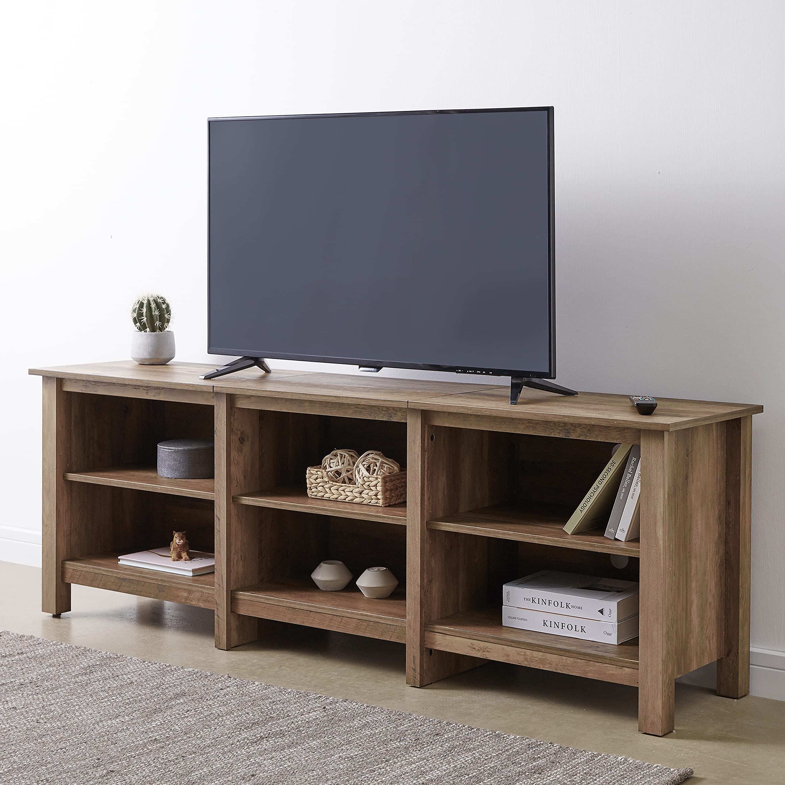 Rustic Oak TV Stand 70 Inch - Modern Entertainment Center with Storage for Living Room, Bedroom & Home Theater | ROCKPOINT Media Console