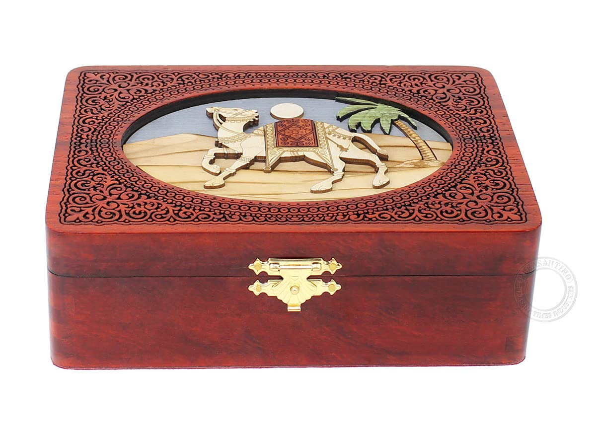 Royal Camel Handmade Wood Jewelry Box - Personalized Engraved Gift for Watches & Keepsakes (6x4 Inches) - Perfect for Anniversaries & Weddings