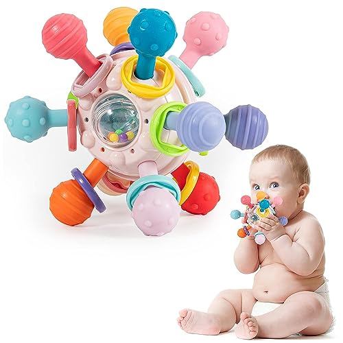 Baby Teether Toys 3-12 Months - Montessori Sensory Ball for Teething Relief | Perfect Infant Gift for Girls & Boys | Playtime & Soothing