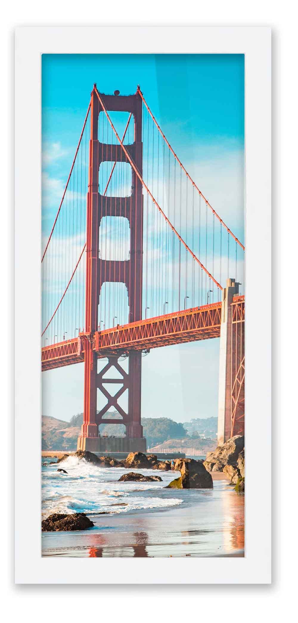 45x17 Inch White Solid Wood Picture Frame with UV Acrylic Shatter Guard & Acid-Free Backing - Perfect for Family Photos, Wall Decor, and Home Office Display